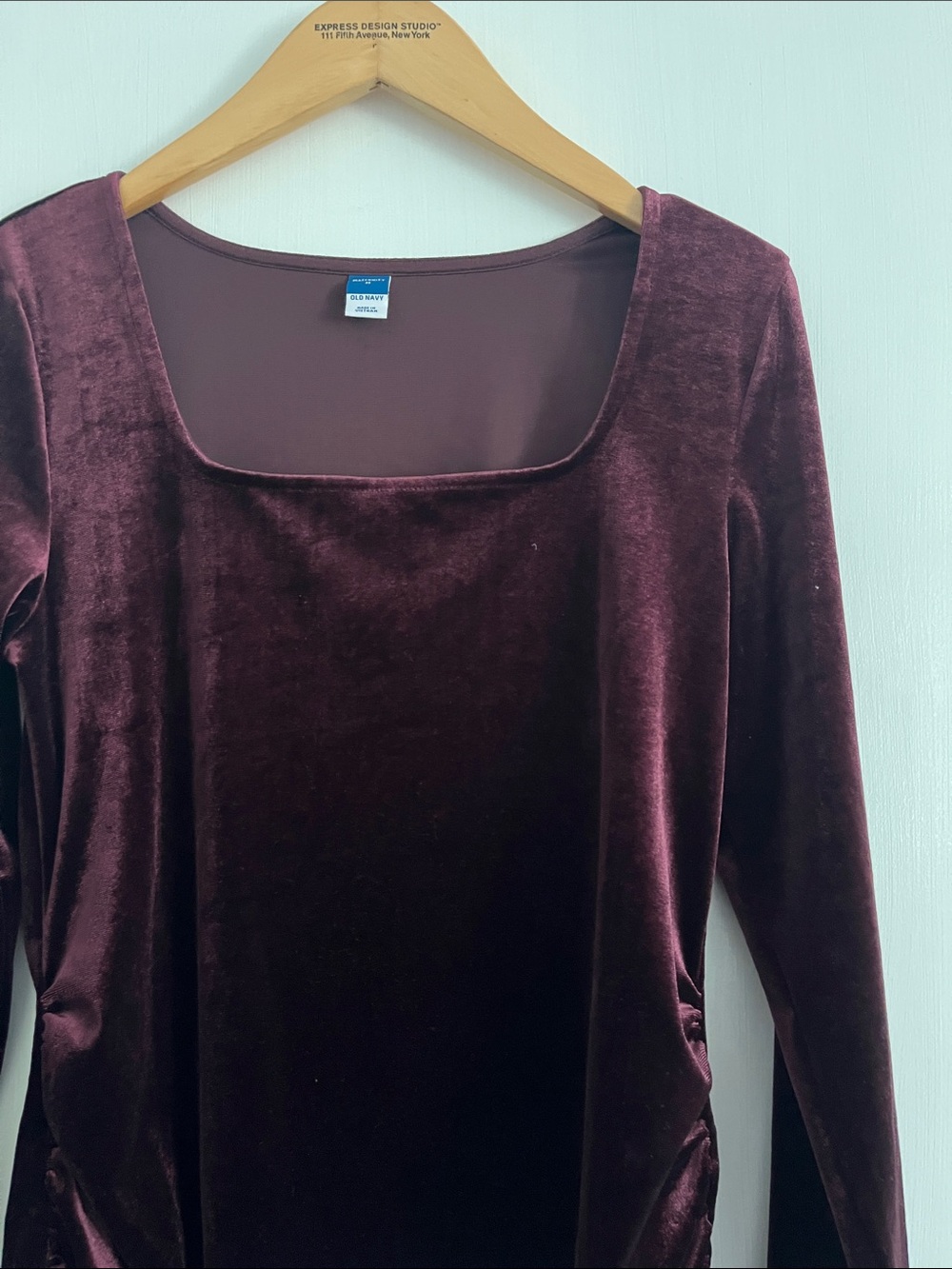 Deep Purple Maternity Velvet Ruched Top